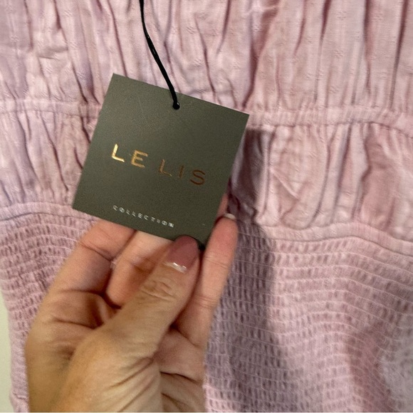 Le Lis pink short puff sleeve smock dress NWT size Medium - Picture 9 of 11